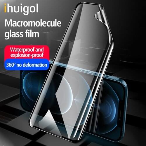 Ihuigol Full Curved Cover Tempered Glass For iPhone 12 Pro Max Mini Transparent Soft Screen Protector Protective Tempered Film