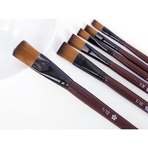 6Pcs Paint Brushes Artist Nylon Wooden Handle Watercolor Acrylic Oil Paint Brush Set For Drawing Painting Art Supplies