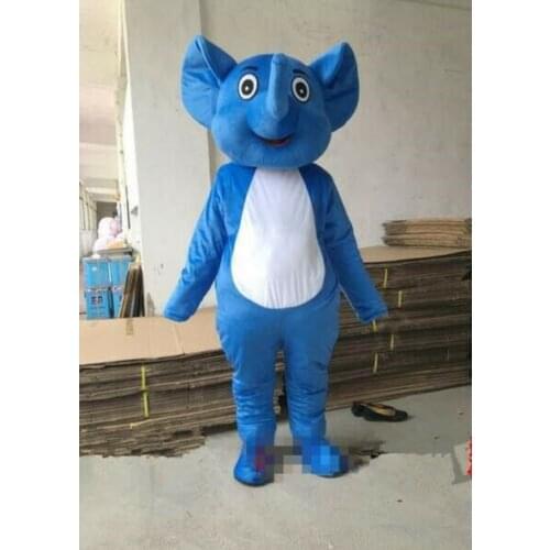 Blue Elephant Mascot Costume Cosplay Party Game Dress Outfit Halloween Adults # Event Apparel Cartoon Character Birthday Clothes