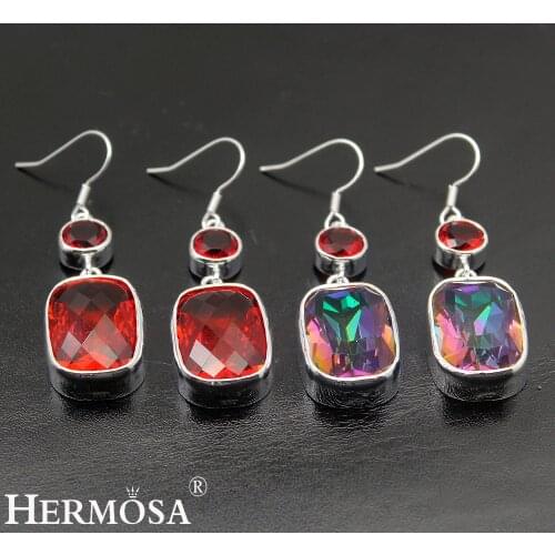 BUY THREE GET ONE FREE Hermosa Ladies Gift Shiny Garnet Earrings For Women Fashion Christmas Party Jewelry