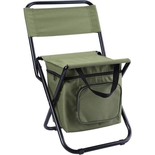 Lightweight Backrest Stool Compact Folding Chair Seat With Cooler Bag For Fishing, Hiking,Supports 225 Lbs
