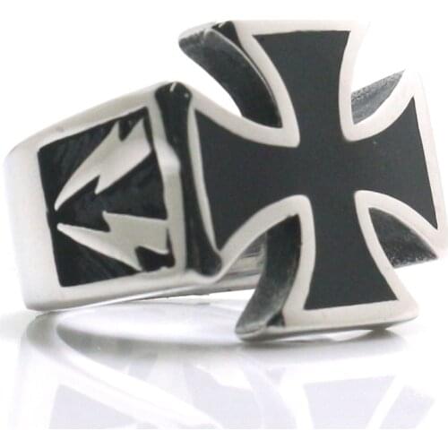Mans Boys 316L Stainless Steel Cool Lightning Cross Biker Rider Classic Ring Gift