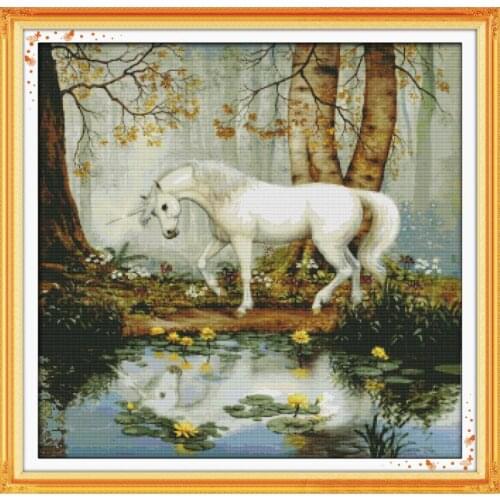 Joy Sunday Unicorn Garden Chinese Counted Cross Stitch Patterns 11&14CT Embroidery Needlework Sets Everything for Handmade DIY