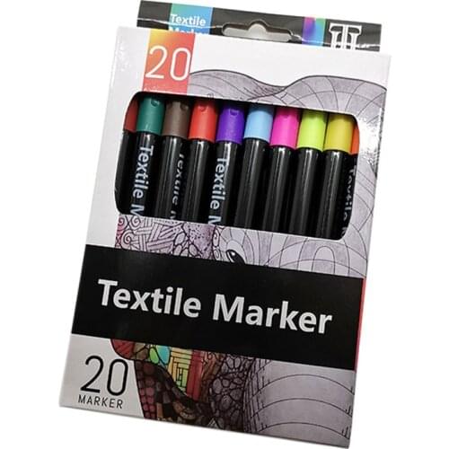 20 Fabric Markers Pens Set Non Toxic Indelible Fabric Paint Fine Point Textile Marker Pen