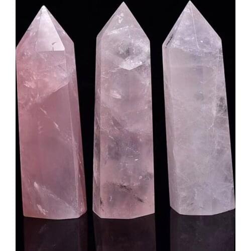 Natural Rose Quartz Crystal Wand Healing Crystals Chakra Stone Point Spirit Meditation Obelisk Crystal Decor Spiritual Jewelry