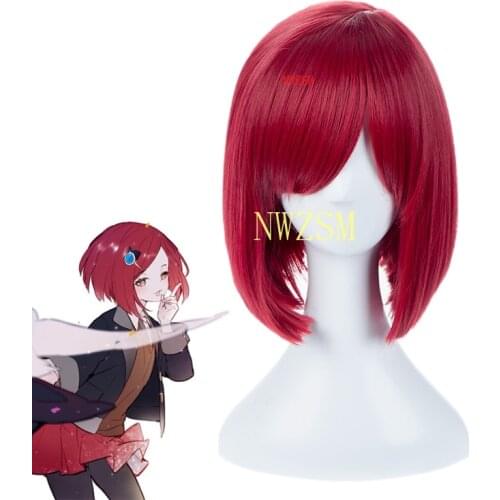 Danganronpa V3 Killing Harmony Yumeno Himiko Red Short Wig Cosplay Costume Dangan Ronpa Heat Resistant Hair Women Party Wigs