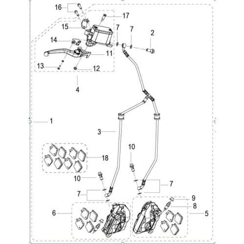 FRONT DISK BRAKE ASSY front brake clipers brake pads brake hose hand grips brake lever clutch page of Benelli BJ600GS BJ600GS-A
