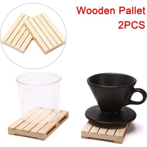 2PC Mini Wooden Pallet Beverage Coasters For Hot And Cold Drinks Wood Pallet Pot