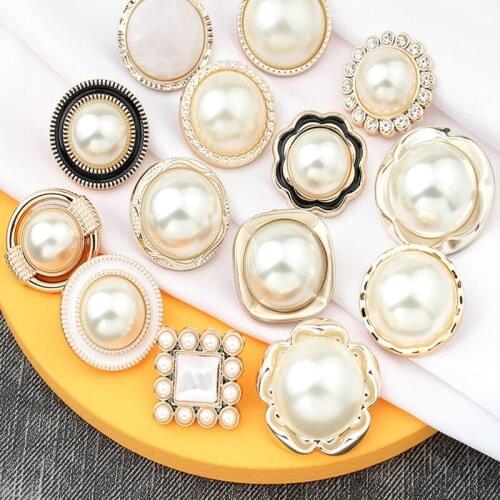 2Pcs Pearl Buttons for Clothing Snaps for Clothes DIY for Sewing Accessories Needlework Buttons Sweater Coat Decorative Buttons