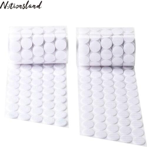 100 Pair Hook and Loop Self-Adhesive Dots Tape 10mm Diameter Nylon Sticky Fabric Fastening Tapes DIY Craft Accessories