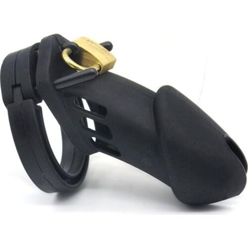 Adult Game Silicone Cock Cage Prison Male Chastity Cock Cage Sex Toy Penis Belt Lock Belt Penis Ring Belt Standard Short for men