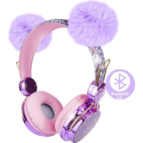 Bluetooth 3.5mm Music Stereo Earphone Computer Mobile Phone Cat Headphones Cute Kids Wireless Headphone With Microphone Girls