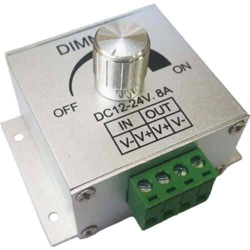 LED Dimmer Switch 12-24V 8A Adjustable Brightness Led Strip Manual ON OFF Drive Single Color Light 8A manual knob led dimmer