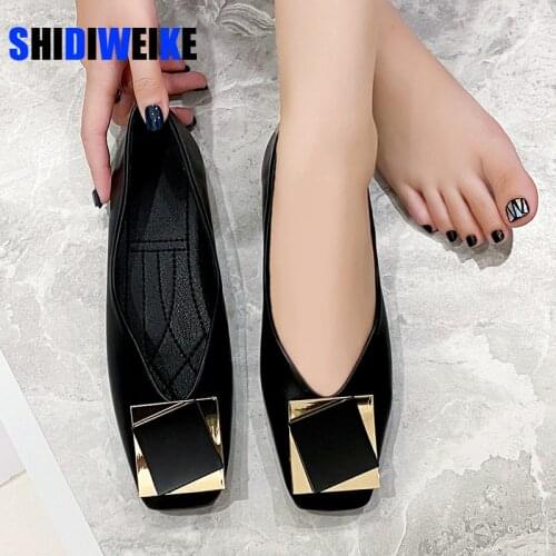 2021 Spring Europe Fashion Square Toe Flat Shoes Woman Retro Casual Flats Large Size Soft Bottom Ladies shoes zapatos de muje