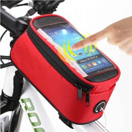 Waterproof MTB Mountain Bike Cycling Frame Front Bag Pannier Bicycle Mobile Phone Holder Storage Bag