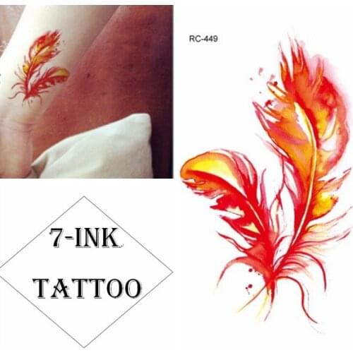 Waterproof Temporary Tattoo sticker red hot flaming feathers tatto stickers flash tatoo fake tattoos for women lady
