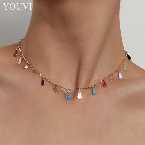 YOUVI New Color Glaze Womens Neck Chain Kpop Choker Necklace Goth Chocker Jewelry On The Neck Pendant 2021 Collar For Girl