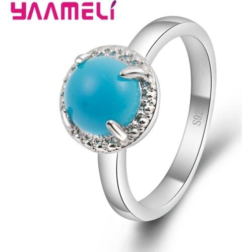 New Fashion Statement bijoux Vintage Punk 925 Silver Blue Stone 925 Sterling Silver Ring for Women Wedding Love Gift