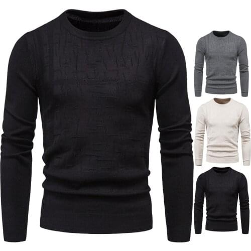 Winter Mens Clothes Warm knitted sweater Retro Oversized Mens Top Round Neck Solid Long Sleeve Sweater Mens Bottoming Shirt
