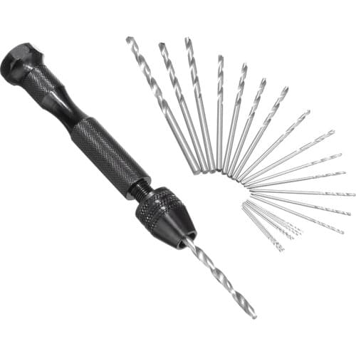 1 set Black Hand Manual Drill Chuck Micro Hand Drill + 25pcs Twist Drill Bits Rotary Tool For Woodwoking Jewelry Craft