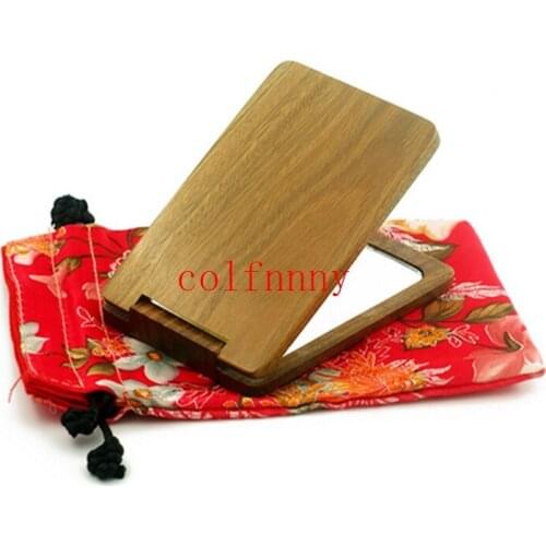 100pc/lot Fast shipping Green sandalwood Mirror Fashion Gift Folding Craft Wooden Mirror 9.5*6.8cm