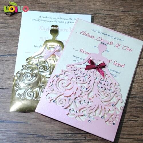 100pcs/lot Exquisite Beautiful girl birthday party wedding invitation cards Adult Ceremony celebration invitaiton blessing card