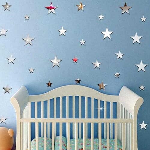 JM169 20 Pcs Star Per Set Children Room Decoration 3D Three-dimensional Removable Self Adhesive Acrylic Mirror Wall Sticker
