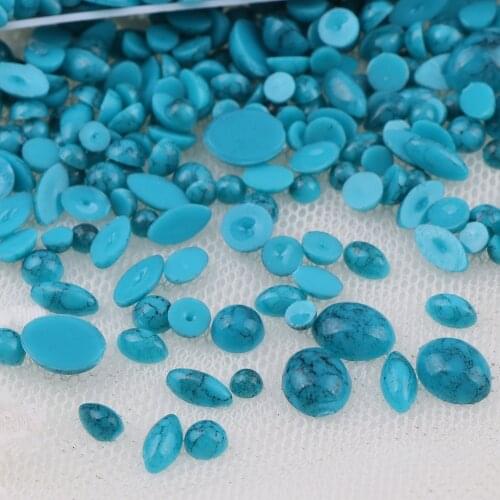 4 Colors Mix Design Imitation Turquoise Resin Stone Marble Pattern Nail Art Decorations 3D DIY Nail Stickers Jewelry