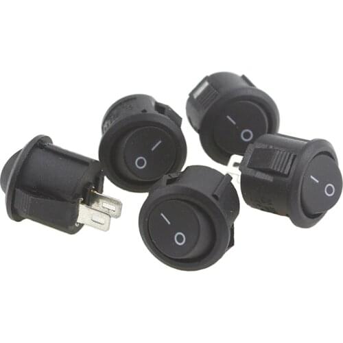 50/100 pieces/batch KCD1-105 16mm diameter small round boat rocker switch black 2 pin mini round black ON OFF Rocker switch