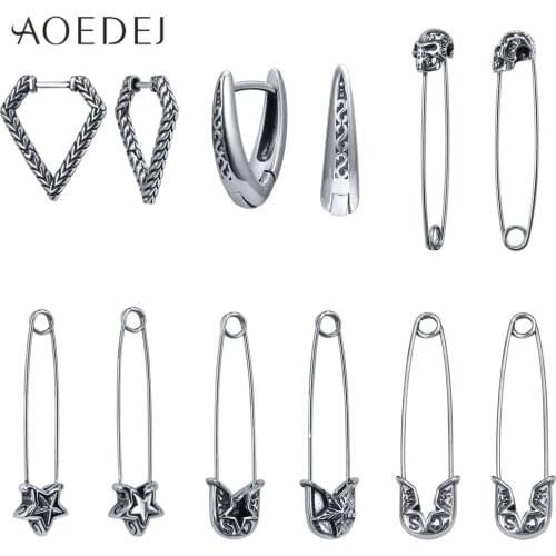 AOEDEJ Punk Pin Studs Earrings for Women 316L Stainless Steel Gothic Earrings Hip Hop Jewelry Rock Roll Ear Cuff Accessories