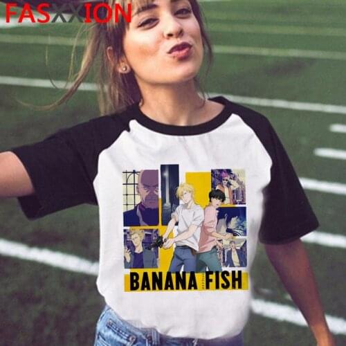 Banana Fish summer top men ulzzang aesthetic couple clothes 2021 t shirt top tees streetwear plus size