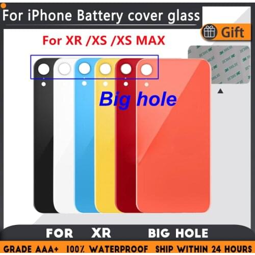 1Pcs Big hole Back Battery Cover Glass For iPhone XR high quality Repair For XR Big hole Rear Housing Cracked Glass Replacement