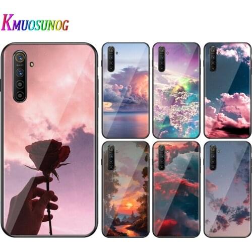 For OPPO A5 A9 2020 F7 Phone Cover Shell Beautiful Cloud Colorful for OPPO Reno 2 Z 2Z 2F 3 4 Pro 5G Bright Black Phone Case