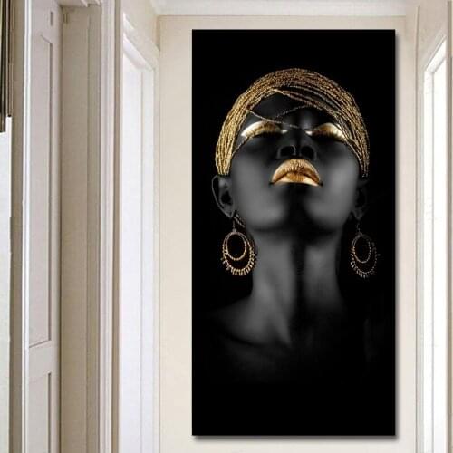 Black and Gold African Nude Women Canvas Painting Wall Art Posters and Prints Scandinavian Cuadros Picture for Living Room Decor