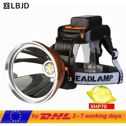 For Hunting XHP70 Led Head Lamp Headlamp Built-in Battery 19800mAh Powerful Headlight White Yellow Light