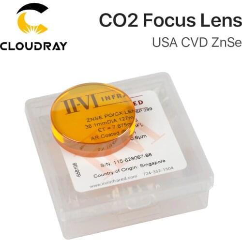 II-VI CVD ZnSe Focus Lens Dia. 38.1mm FL 127 190.5mm 5" 7.5" for HANS Trumpf Bystronics CO2 Laser Cutting Machine