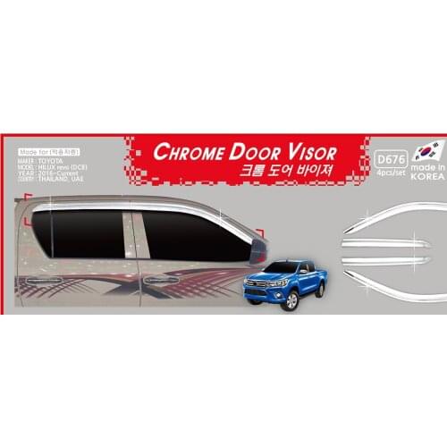 Chrome door visor side window deflector shade sun rain shield silver trips eaves for Toyota Hilux Revo 2016