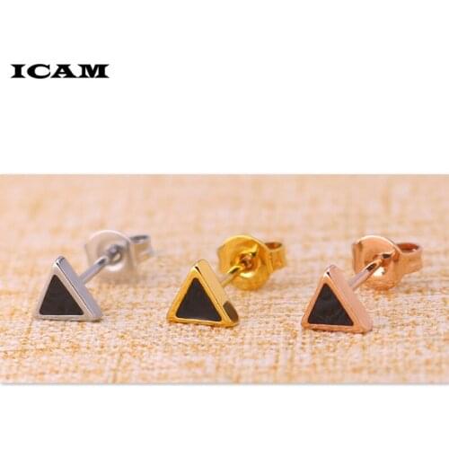 ICAM Korean Cool Punk Style Earrings for Men Women Titanium Steel Triangle Stud Earrings Statement Jewelry Piercing Ear Stud