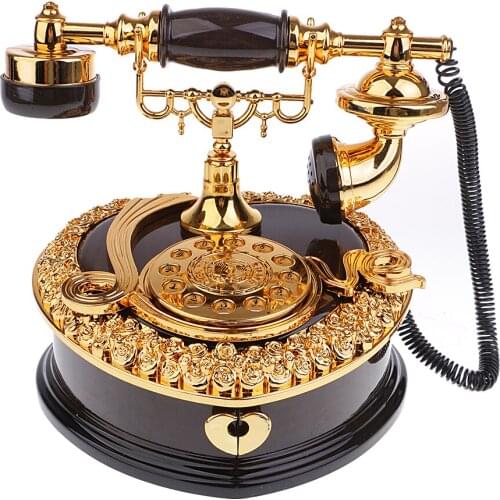 Classical Telephone Figurine Music Box Desktop Jewelry Box for Wedding Decor