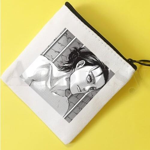Attack on Titan AOT Anime Levi Ackerman Shingeki Coin Purse Illustration Key Case Simple Small Cloth Bag New Creative Coin Purse