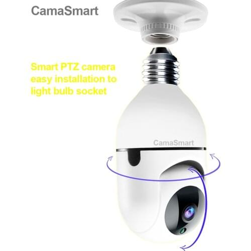 Bulb E27 Connector IP Camera Wifi PTZ Auto Tracking Waterproof Easy Installation For Indoor Use Home Security Ycc365plus