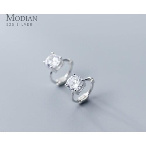 MODIAN Classic Genuine 925 Sterling Silver Dazzling AAA Zircon Hoop Earring for Women Wedding Engagement Statement Fine Jewelry