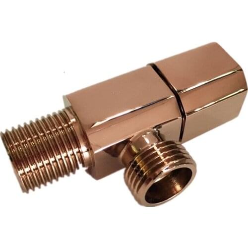 MTTUZK Solid Brass Angle Valve Golden Water Stop Valve G1/2" Rose Gold Filling Valves Black Hot and Cold Water Inlet Valves