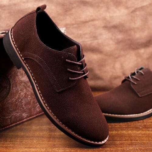 Big Size 39-48 Casual Men Shoes Low-Top Breathable Fashion Casual Suede Men Leather Shoes Low-Top All-match Retro Leather Shoes