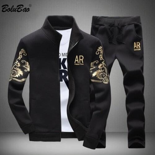 BOLUBAO Brand Men Casual Sets Autumn New Mens Jacket + Pants Tracksuit Fashion Print Sportswear Zipper Suit Male