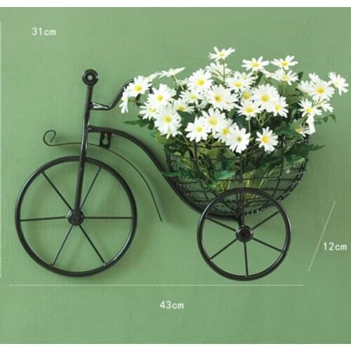 Bicycle Flower Basket Wall Art Wall Mount Hanging Flawer Rack Unique Art Ornaments Classic Retro Style for Home can CSV