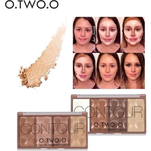 O.TWO.O 4 Colors Waterproof Grooming Powder Pressed Blush Powder Contour Bronzer Blusher Highlighter Shading Face Makeup