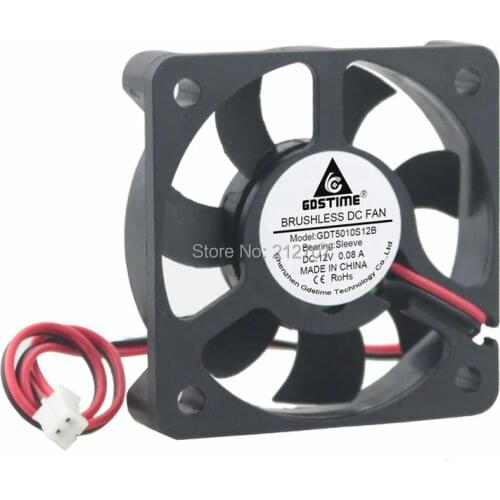 100pcs/set Gdstime 12V 2Pin 50x50x10 5010s 50mm Cooler DC Brushless Cooling Fan