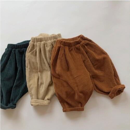 2020 Autumn Winter Childrens Corduroy Pants Baby Korean Version of Loose Casual Harem Pants Trousers Boys High Waist Pants