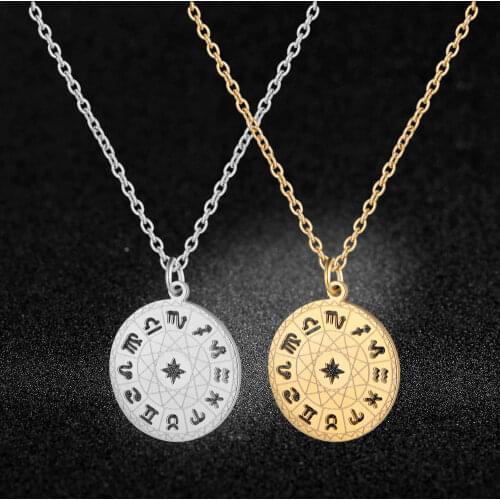 Fabulous 12 Constellation 100% Stainless Steel Zodiac Charm Necklace for Women Super Fashion Charm Jewelry Wholesale